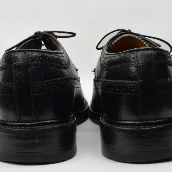 Vintage Men\'s Jarman Regency  Black Textured Leather Brogue Wingtip Oxford Shoes
